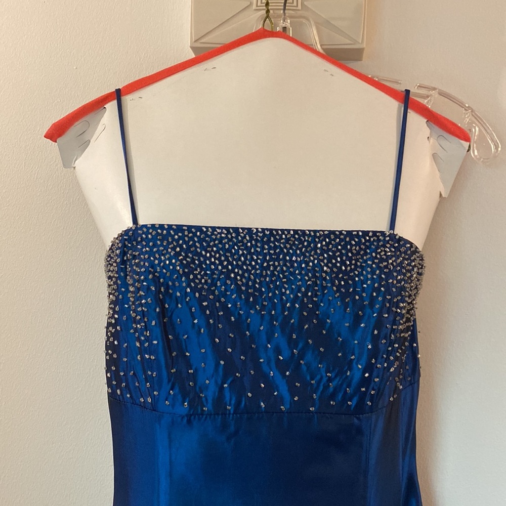 Grad dress, royal blue Faviana convertible lace-up back, sz 11/12